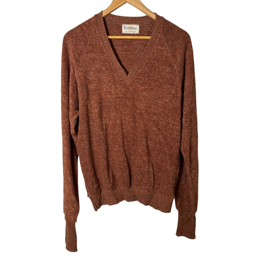 VTG Heritage Sportswear‎ V-Neck Sweater Long Sleeve Men's L Grandpa Campcore